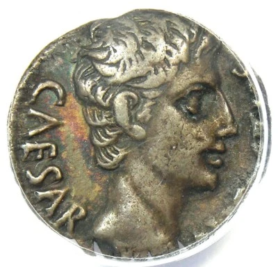 Augustus AR Denarius Silver Octavian Coin 19 BC - Certified ANACS XF40 (EF) - Image 1 of 4