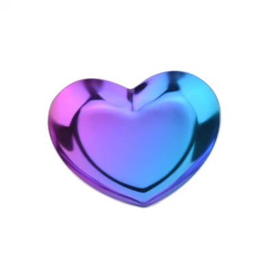 Kitchen Snack Plate Earring Jewelry Storage Tray Heart Shape Stainless Steel - Image 1 of 4
