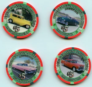 $5 O'Sheas First Annual Classic Car Chips Set of 4 LE Las Vegas 2001 Obsolete - Picture 1 of 2