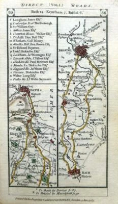 SOMERSET BRISTOL BATH WILTSHIRE DEVIZES BY PATERSON c1785 MAPA ANTIGUO GENUINO Foto 1 de 4