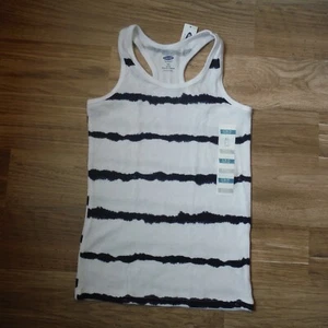 Girls Old Navy Tank Top Shirts S 6-7 White & Navy blue stripe ribbed New - Picture 1 of 2
