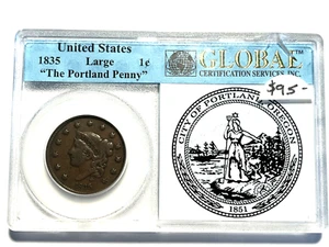 1835 1¢ Liberty Head Large Cent - "The Portland Penny Story" - Picture 1 of 4