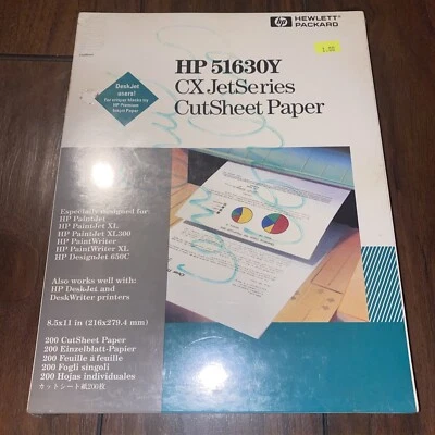 Papel de hoja de corte HP 51630Y CX JetSeries nuevo, sellado 8,5 x 11 Foto 1 de 4