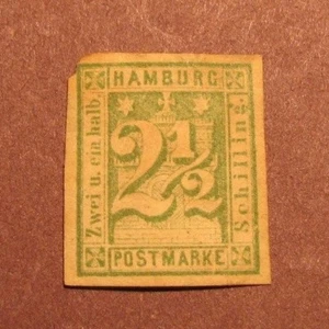 German-Hamburg Stamp Scott# 12 Numeral on Arms MNG 186 L12 - Picture 1 of 2