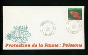 Postal History FDC #556-558 SET OF 2 Ivory Coast 1980 Tropical fish marine life - Picture 1 of 4