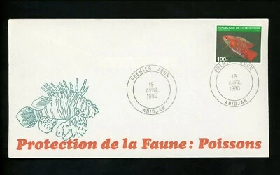 Postal History FDC #556-558 SET OF 2 Ivory Coast 1980 Tropical fish marine life - Image 1 of 4