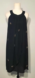 Nicola Finetti Black Chiffon Swing Dress With Beaded Star Accents Size 10 - Picture 1 of 8
