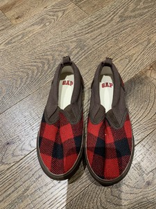 red and black buffalo plaid tennis shoes
