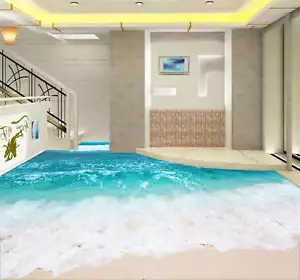 Best Beach Scenery Sea 3D Floor Mural Photo Flooring Wallpaper Home Wall Decal - Picture 1 of 6