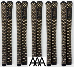 GOLF PRIDE GRIPS DIMPLE Half 1/2 CORD Black & Gold 58 Ribbed [QTY 10] NEW - Picture 1 of 3