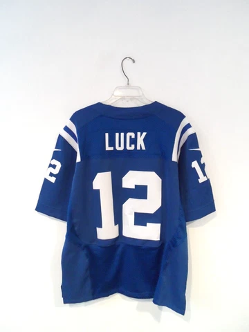 Andrew Luck Men's Indianapolis Colts Jersey Size 44 Large Nike On Field Blue #12 Cover