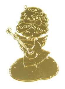 Silver Plated Etched Girl Angel With Guitar Christmas Tree Ornaments GIFTS - Picture 1 of 4
