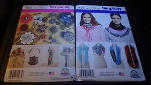 Lote de 2 patrones artesanales de costura Simplicity 1085 1127 accesorios bufandas flores - Imagen 1 de 9
