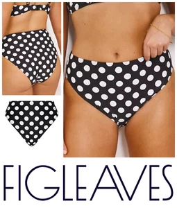 Figleaves Bikini Briefs Bottoms PLUS SIZE UK 22 Tailor Classic - Black Polka Dot - Picture 1 of 4