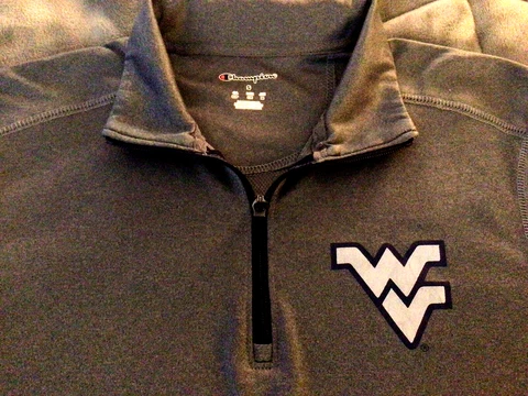 WV West Virginia Univ Mountaineers Gray Poly Stretch 1/4 Zip Mens Pullover Small Cover