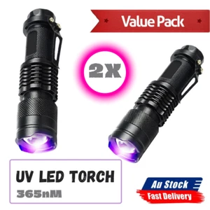 2pc 365 nM UV Ultra Violet LED Flashlight Blacklight Light Inspection Lamp Torch - Picture 1 of 8