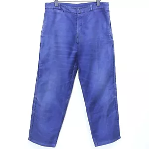 Pantalones campesinos vintage años 50 azul desteñido Moleskin trabajo tareas W35 hechos en Francia - Imagen 1 de 9