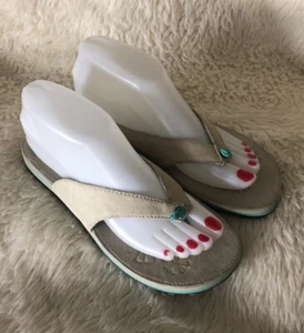 Columbia Beige Teal Slice Flip Flop Sandals Women’s Size 7 Great Condition Sampl - Picture 1 of 9