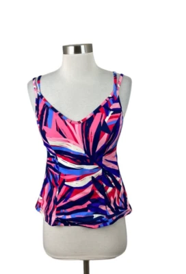 Топ танкини Miraclesuit фиолетовый розовый тропический размер 10 с подкладкой бюст - Изображение 1 из 3