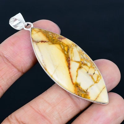 Colgante hecho a mano mocaita brechada enchapado en plata 925 de 2,56" Foto 1 de 3