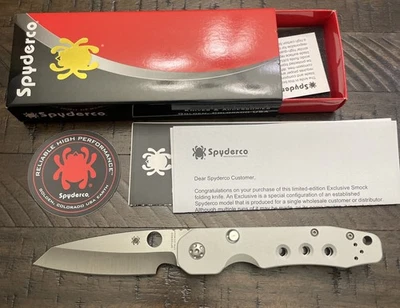 Spyderco Smock CPM-CruWear Satin Blade - Raw Aluminum Handles - C240ALCWP NEW!! - Image 1 of 4