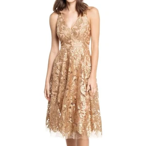 Kleid The Population Blair Gold Blumen Spitze Kleid Größe L - Bild 1 von 12