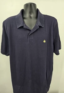 Brooks Brothers Polo Shirt 2XL Blue Gold Logo Cotton Casual Golf Performance - Picture 1 of 14