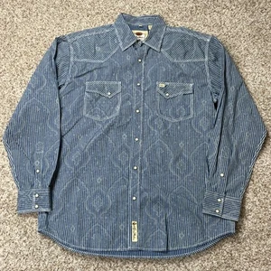 Larry Mahan Shirt Mens XL Blue Striped Long Sleeve Pearl Snap Casual Shirt - Picture 1 of 6