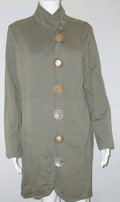 Neon Buddha Jacket Size Large Green Long Art to Wear Lagenlook Pockets - Imagem 1 de 4