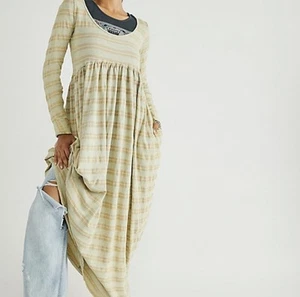 Free People Colette Maxi Dress Size XS Petite Beige Boho Comfy Knit Empire Waist - Picture 1 of 13