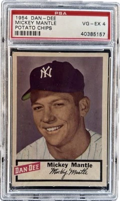 Patatas fritas Dan-Dee 1954 Mickey Mantle Hof New York Yankees PSA 4 en muy buena condición-excelente Foto 1 de 2