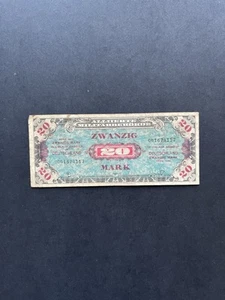 Germany Allied Military Currency 1944 20 Mark #195a Circulated - Picture 1 of 2