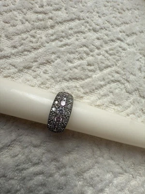 Anel de prata esterlina tripla fileira cluster ametista e rosa CZ tamanho 7 - Imagem 1 de 4