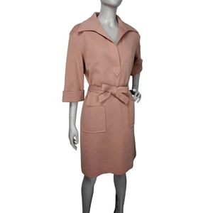 Vintage 60s Butte MOD Wool Blend Knit Dagger Collar Belted Brown Dress Size M - Picture 1 of 8