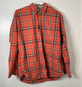 Haggar Men's Size Large Orange Plaid Cotton Casual Button Down Shirt - Imagen 1 de 9