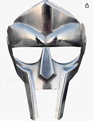 MF DOOM Metal Mask Replica Cosplay Rap Villain Helmet Madvillain Collectible - Image 1 of 3