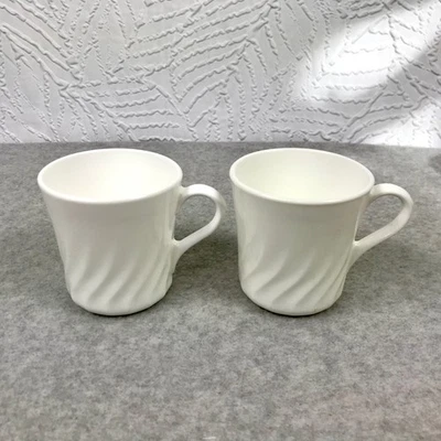 2 tazas Corelle Enhancements blancas remolino tazas Corning EE. UU. para té café Foto 1 de 4