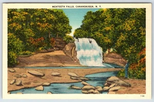 Postcard Menteeth Falls Canandaigua NY Waterfall Scene - Picture 1 of 2