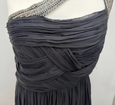 Matthew Williamson silk grecian style embellished lined evening dress gown UK14 - Image 1 of 4