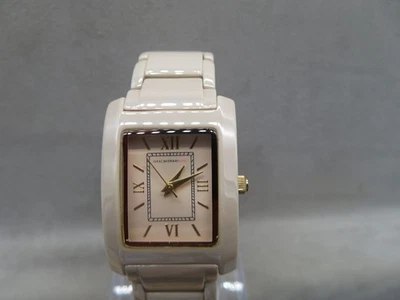 Isaac Mizrahi Live! Reloj IMZ625S Cerámica Rectángulo Pálido Taupe Beige Batería Nueva Foto 1 de 4
