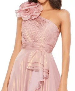 Mac Duggal 49252 RIDESCENT ONE SHOULDER ROSETTE BALL GOWN SZ 4 Rose Gold $498 - Picture 1 of 5