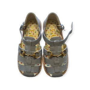 Gucci Kids Cute Gray Leather Horsebit Sandals Kids Size 26 Sergio Mora - Picture 1 of 6