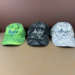 3 Anglur Fishing Fitted Mesh Trucker Hats Caps Large 7.5 Gray Black Gray Green - Picture 1 of 8
