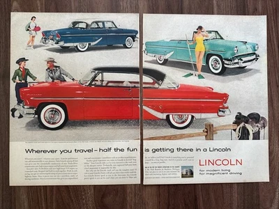 Lincoln Car Print Ad Capri 1955 sedán de 4 puertas convertible Ford Motor Company Foto 1 de 2