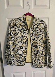 Alfred Dunner Women's White Yellow Black Floral Jacket Size 12 - Picture 1 of 11