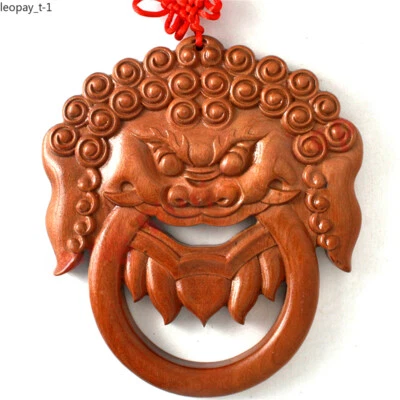 Colgante Cabeza de Bestia Madera Melocotón, Espejo de Ocho Trigramas Tallado en Madera Foto 1 de 3