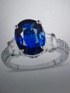 Premium Kashmir Kyanite and White Zircon Ring in Platinum Over Sterling Silver - Picture 1 of 11