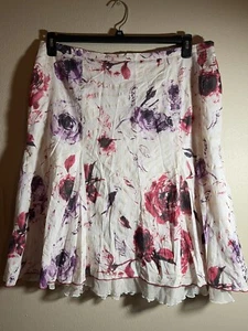 ZENOBIA Pink Cotton Flower Skirt Size 16 Used Lined Zipper Acetate Lining A-line - Picture 1 of 4