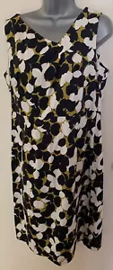Monsoon black ivory & green sleeveless shift dress size 14 Wedding Occasion Wear - Bild 1 von 12