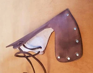 Fodero copricapo ascia in pelle per lama 8 -10 cm Bushcraft sopravvivenza outdoor - Foto 1 di 3